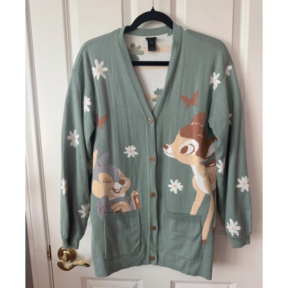 Our Universe Disney Bambi 80th Anniversary Thumper Floral Cardigan Sweater XS